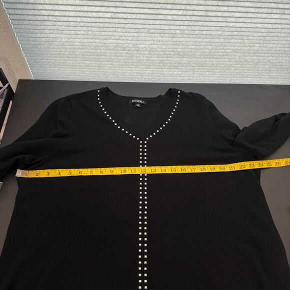 Roz & Ali Black V-Neck Embellished Pullover Sweater Women's Size 2X FLAWED - Picture 11 of 12